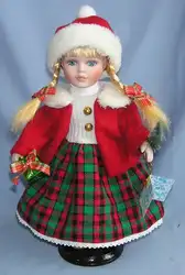 Поставка новых 30 см милые фарфоровые куклы оснащен кронштейном одного окна Подарочная коробка Рождество одежда куклы