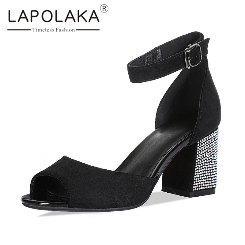 

Lapolaka Brand New Big Size 33-43 Ladies High Heels Ankle Strap Crystal Shoes Woman Casual Party Ol Summer women's Sandals