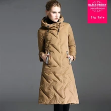 Модный бренд, настоящий белый утиный пух, теплые толстые парки, пальто для женщин с капюшоном, тонкий толстый пуховик, куртка wq560