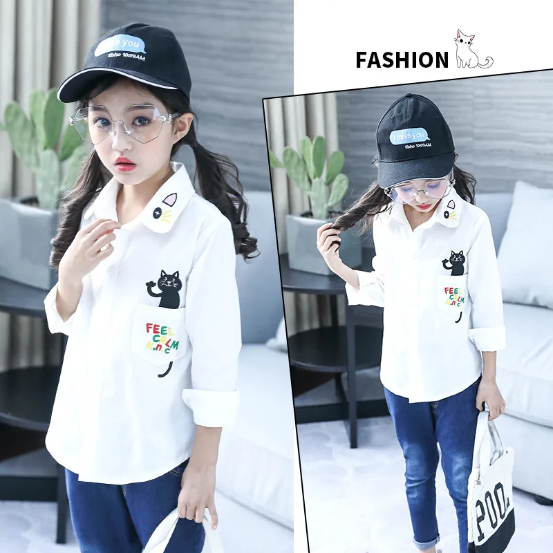 

Blouse White School Baby Girl Tops Shits 2018 Autumn Long Sleeve Teenagers Clothes Toddler Girl 10 12 Blusas Adolescente Menina