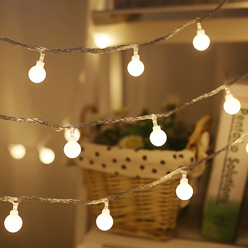 

1.5M/3M/6M Garland Fairy Lights Xmas LED Ball String Light AA Battery Operated 10 20 LED For Christmas Tree Wedding Party Decor