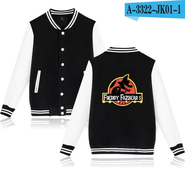 Assorted Five Nights at Freedys Characters Unisex Baseball Uniform Jacket Sweater Coat Sweatshirt Assorted Five Nights at Freedys Characters Unisex Baseball Uniform Jacket Sweater Coat Sweatshirt