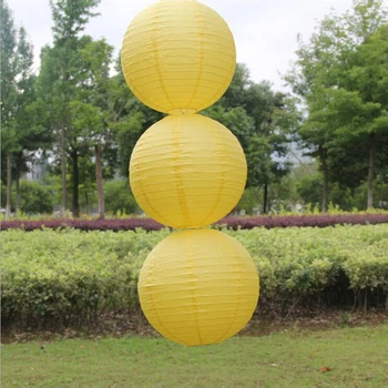 

10 pcs Yellow Round Chinese Lampion Paper Lantern Ball For Wedding Baby shower Birthday Party Hanging Decoration Free shipping