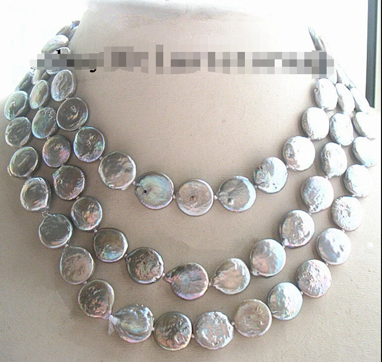

shippingfreshwater pearl gray coin 11-13mm necklace 46