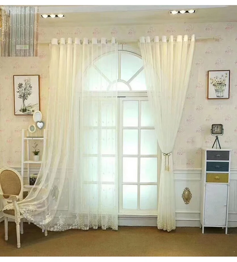 Павлин Роскошные тюлевые шторы с вышивкой для гостиной белый/розовый/синий/Золотой Тюль многоцветные опционально высокое качество M081#30