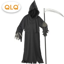 Grim-Reaper-Costume Skeleton Cosplay Halloween with Men Hat Masks Adults High-Quality