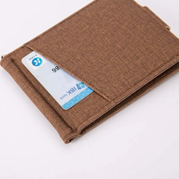 Мужской кошелек с коротким зажимом для денег, металлический кожаный тонкий Мужской органайзер для карт, минималистичный кошелек - Цвет: SFP-112-brown