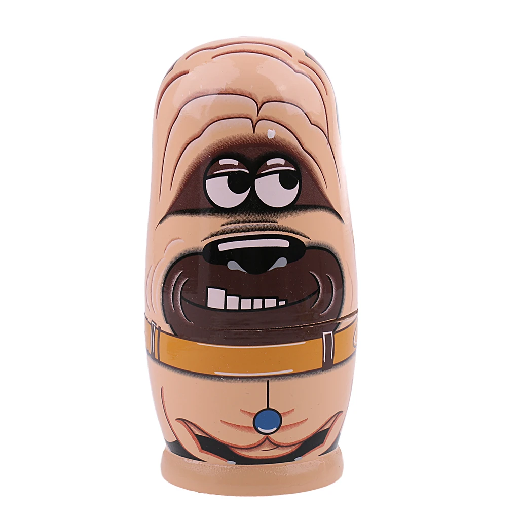 6Pcs Hand Painted Russian Nesting Doll Babushka Matryoshka Doll Animals Kids Christmas Gift Home Desk Kindergarten Decor Toys