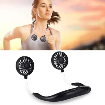 

USB Rechargeable 3 Gears Portable Wearable Fan Hands-free Neck Hanging Mini Sports Fan Air Cooler