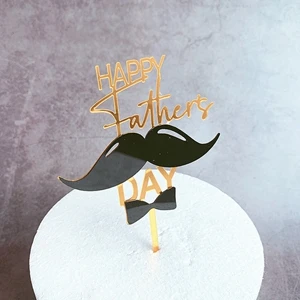 1 шт. Золотой Топпер для торта «Счастливый Отец» с надписью «лучший день торта» и флагом для всей семьи, дня рождения, отцов, вечерние украшения для выпечки - Цвет: 16