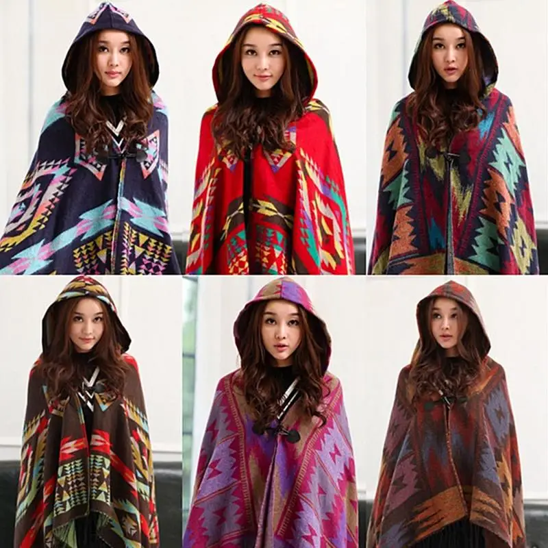 Most Popular LZFIm Women Bohemia Stylish ethnic printed Hoodie Cape Poncho Acrylic Wool Shawl Scarf Fashion Girls Sweater Fringe Hooded Wraps #30 Most Popular LZFIm Women Bohemia Stylish ethnic printed Hoodie Cape Poncho Acrylic Wool Shawl Scarf Fashion Girls Sweater Fringe Hooded Wraps #30