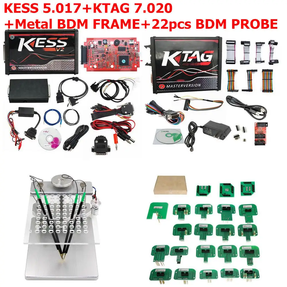 Kess V5.017 KTAG V7.020 OBD2 набор для настройки менеджера Ktag BDM100 ECU программист FGTECH Galletto 4 V54 bdm Рамка с адаптером 22 шт - Цвет: 2K 22PCS METAL BDM