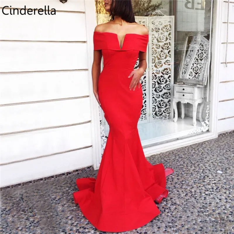 

Cinderella Lovely Boat Neck Off The Shoulder Floor Length Bridesmaid Gowns Sexy Satin Mermaid Wedding Party Bridesmaid Dresses