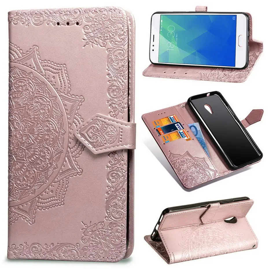 Роскошный чехол из искусственной кожи для meizu m5s meilan 5S 3D Мандала Цветок Флип Чехол-бумажник для meizu m5s 5 s Чехол для телефона