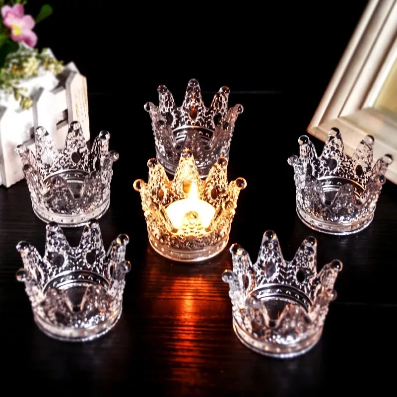 Buy 2pc Gifts Brand Crown Tealight Holder Glass Candle