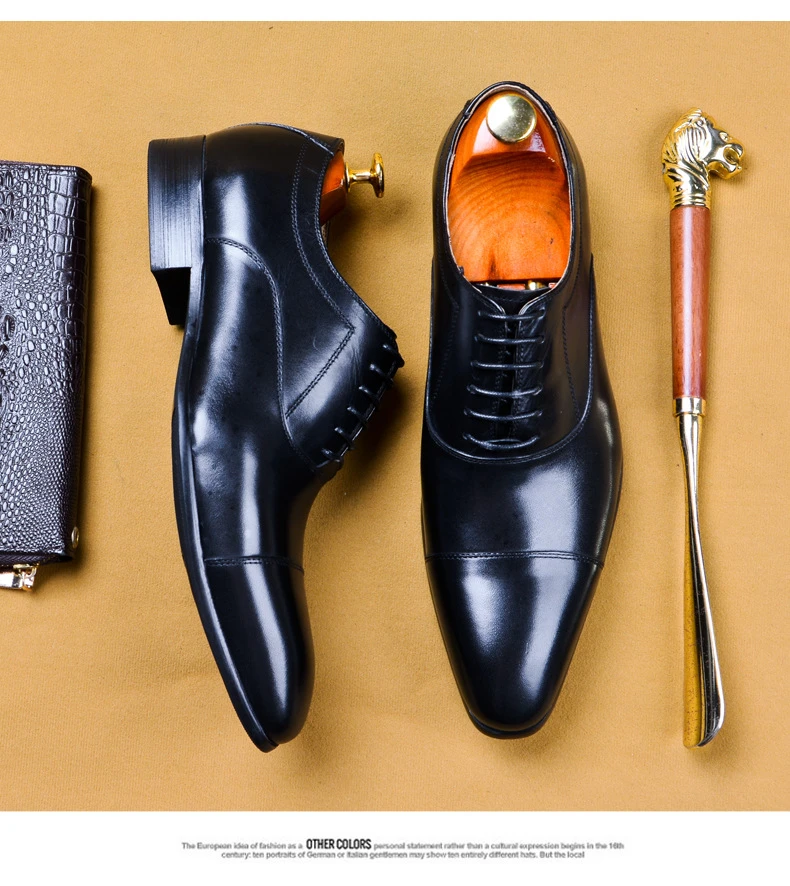 Phenkang/мужские строгие туфли из натуральной кожи; мужские оксфорды; итальянская модельная обувь года; свадебные туфли; Кожаные броги на шнурках