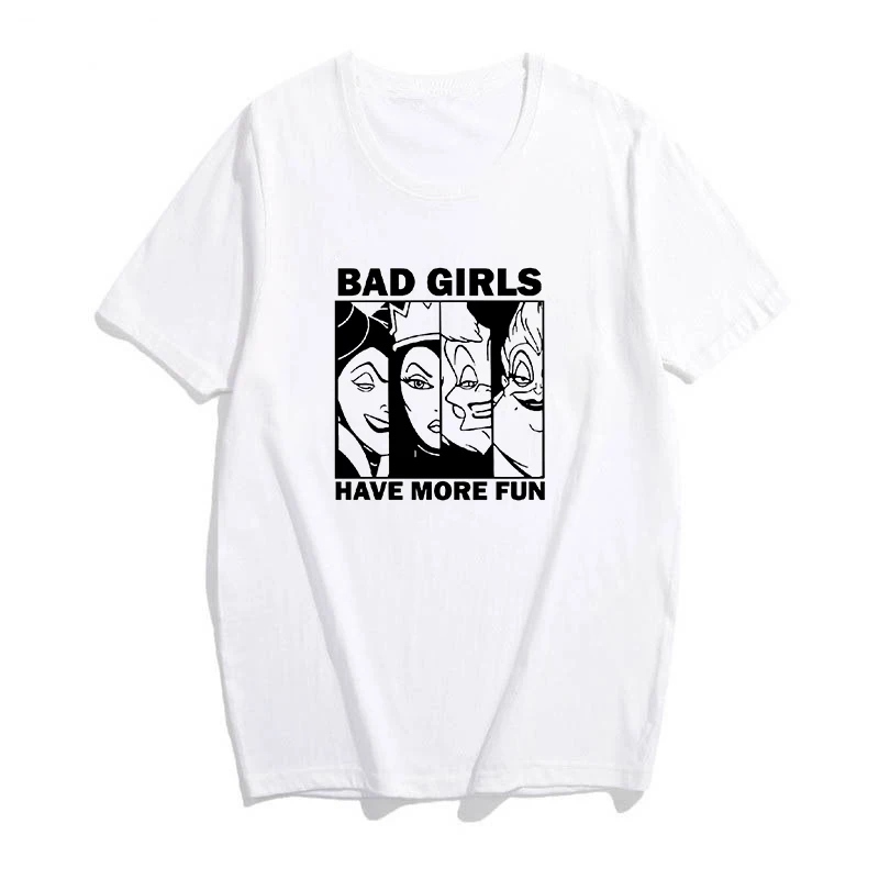 У плохих девочек есть более Веселые Топы Harajuku футболка для женщин забавные Злодеи малифиент злая королева Урсула футболка - Цвет: Золотой