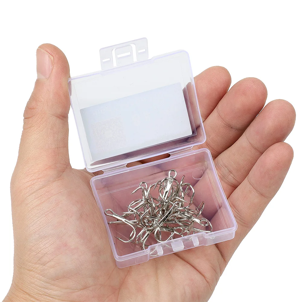 DONQL 20pcs/ Set Treble Fishing Hooks Carbon Steel Barbed Fishhooks Super Sharp Triple Hooks Sea Tackle Accessories with Box