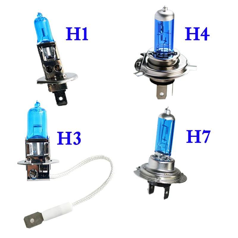 Sinovcle автомобиля галогеновая лампа для фар H1 H3 H4 H7 H8 H11 9005 HB3 9006 HB4 12В 55 Вт 100W 5000K супер белый кварцевый Стекло темно-синего цвета