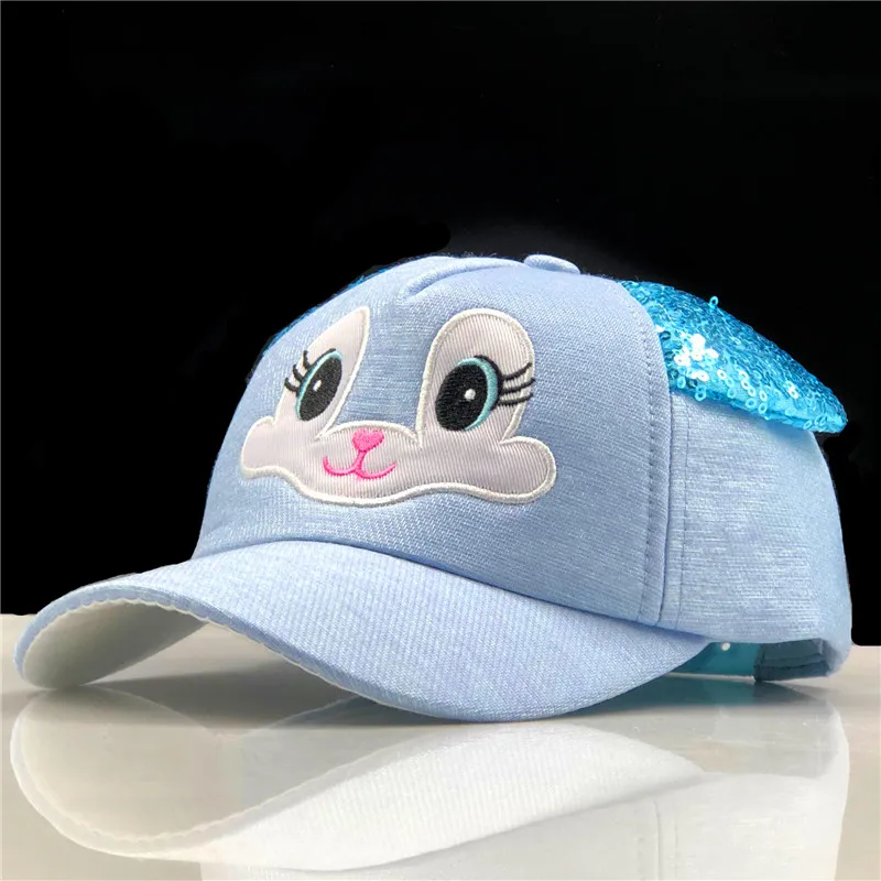 

2019 New Sequins Ear Hats Kids Snapback Baseball Cap With Ears Funny Hats Spring Summer Hip Hop Boy Hats Caps