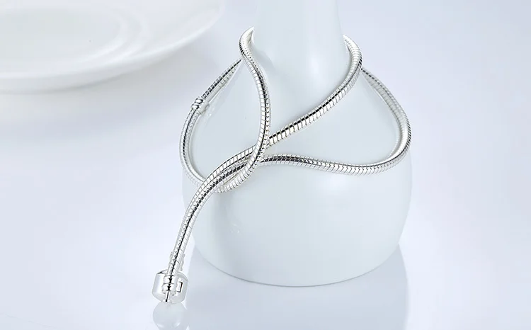 Горячая Распродажа, модное серебряное ожерелье-цепочка в виде змеи 45 см, подвеска, подходят к оригинальным бусинам, подвески, совместимы с ювелирными изделиями WOS ZBB2037