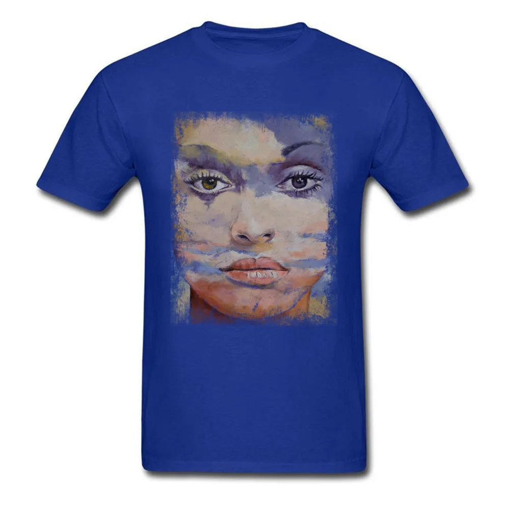 MONA LISA T-shirts for Men Leisure Summer T Shirt Short Sleeve Slim Fit Street Tee-Shirts Round Collar 100% Cotton Fabric MONA LISA blue