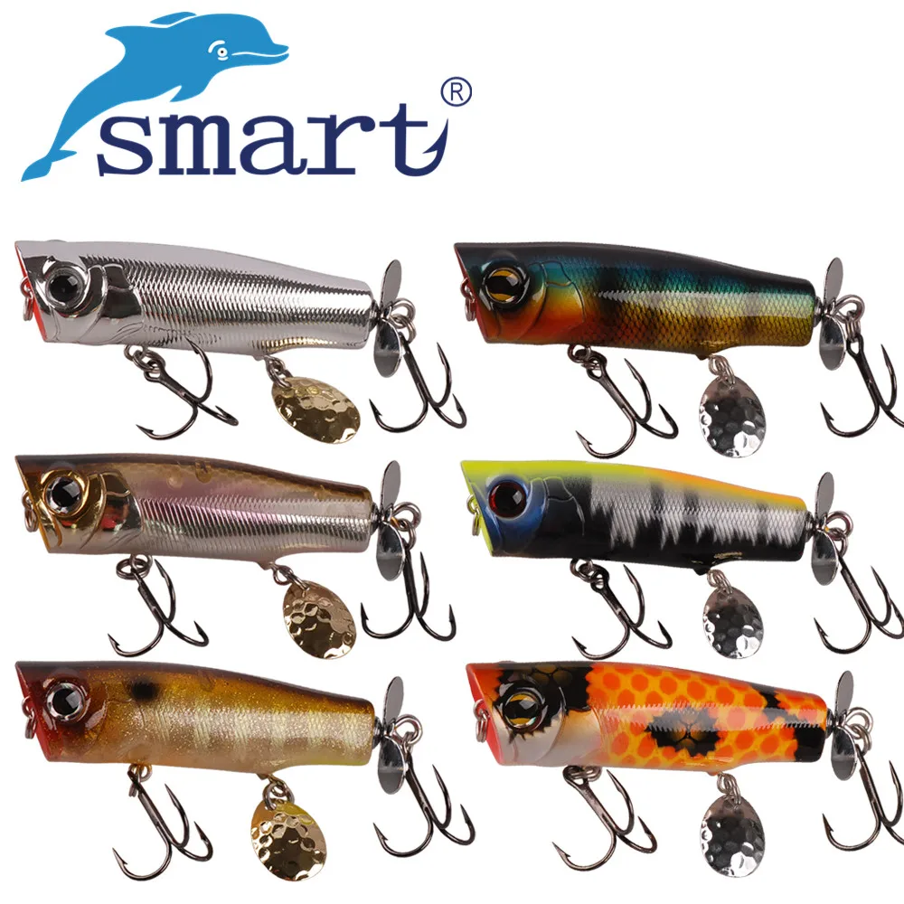 SMART Popper Bait 70mm12.2g Top Water Fishing Lures With Sequins Hard Artificial Bait Saltwater