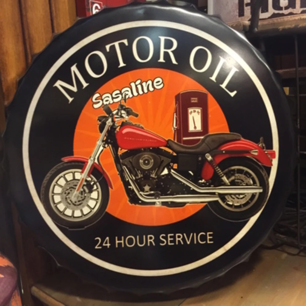

MOTOR OIL Large Beer Cover Tin Sign Logo Plaque Vintage Metal Painting Wall Sticker Iron Sign Board Decorative Plates 50X50 CM