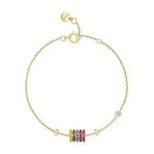 SLJELY фирменный дизайн 925 пробы Серебряный Блестящий Радужный Браслет Красочные 5A циркон камни CZ движущийся круг женские модные ювелирные изделия