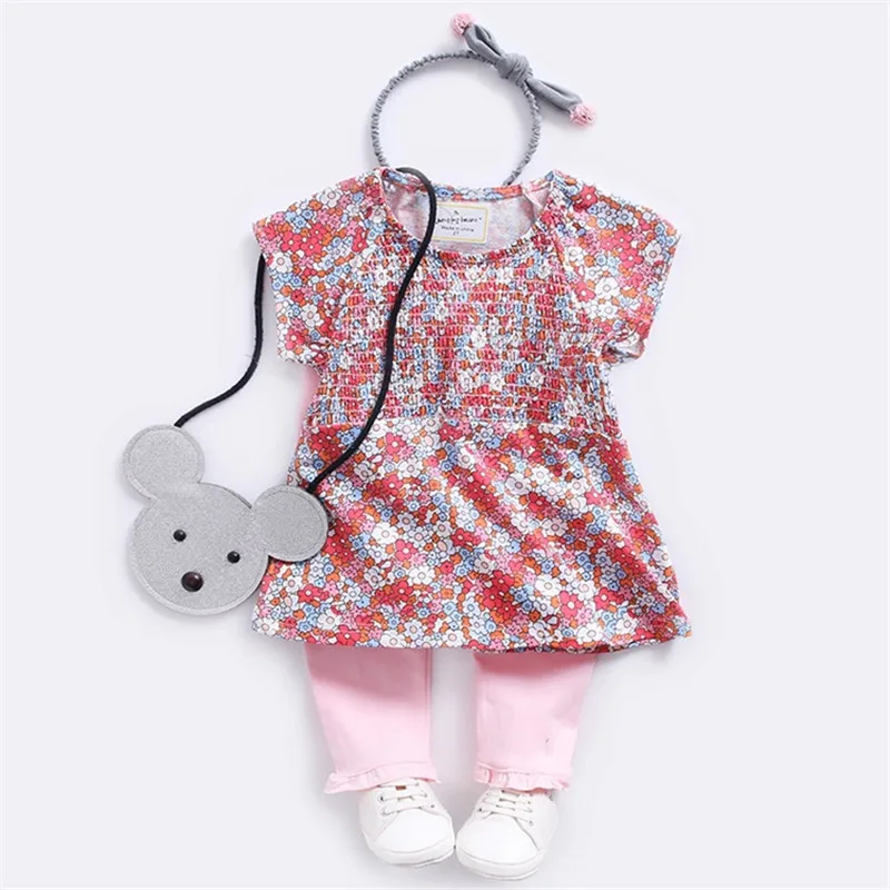 Miss Haiwo/Новинка года; брендовая летняя одежда для маленьких девочек с круглым вырезом; комплект повседневной одежды из хлопка с вышитыми цветами