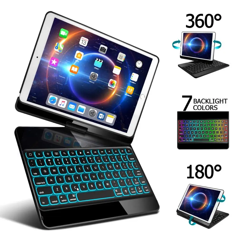 Teclado para Ipad Girar sem Fio Capa para Ipad Case 360 Bluetooth Retroiluminado Teclado Pro ar 3 10.5 2021 - Imagem 6