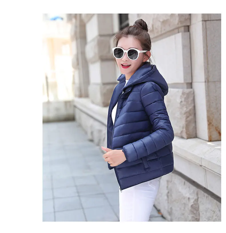 Promo  2019 New Women Duck Down Jackets Coat Female Hooded Thin Coat Outerwear Autumn Winter Slim Fit Soli