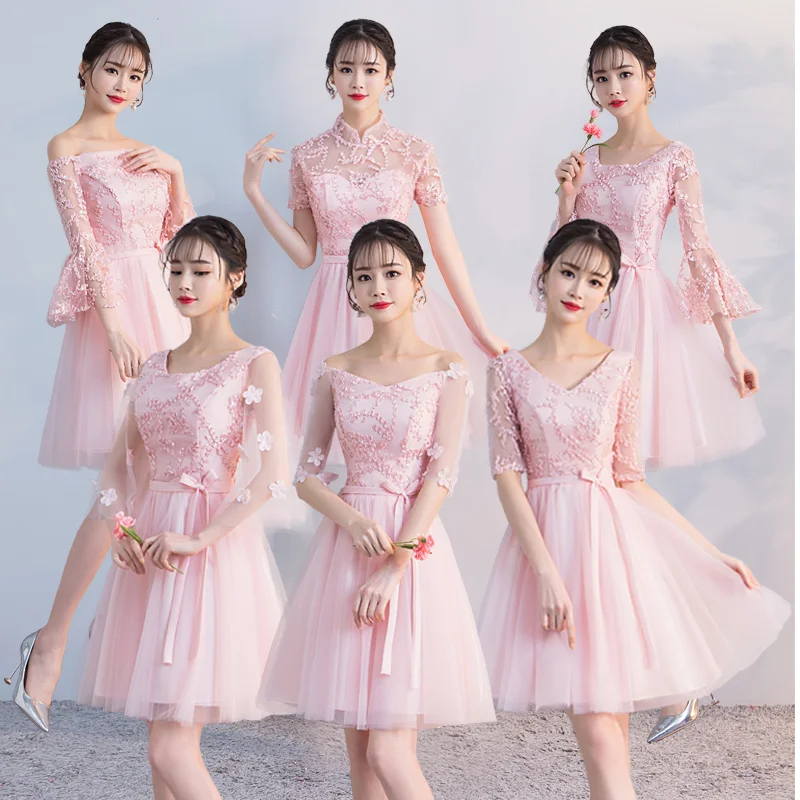 

New Pink 85cm short sweet lady girl women princess bridesmaid banquet party dress gown
