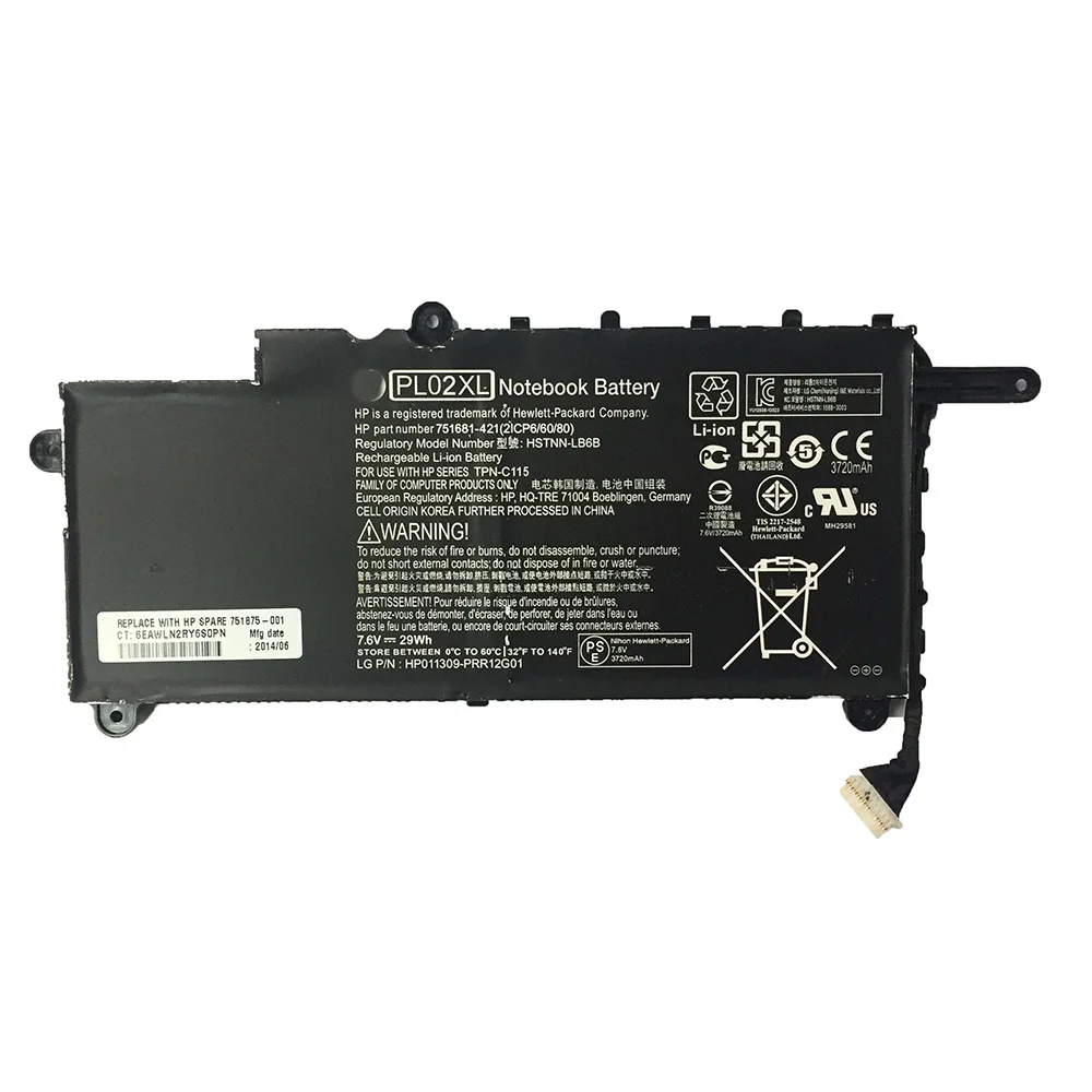 7,6 V 29WH PL02XL аккумулятор для ноутбука HP HSTNN-LB6B павильон 11-n X360 TPN-C115 751681-421 серии