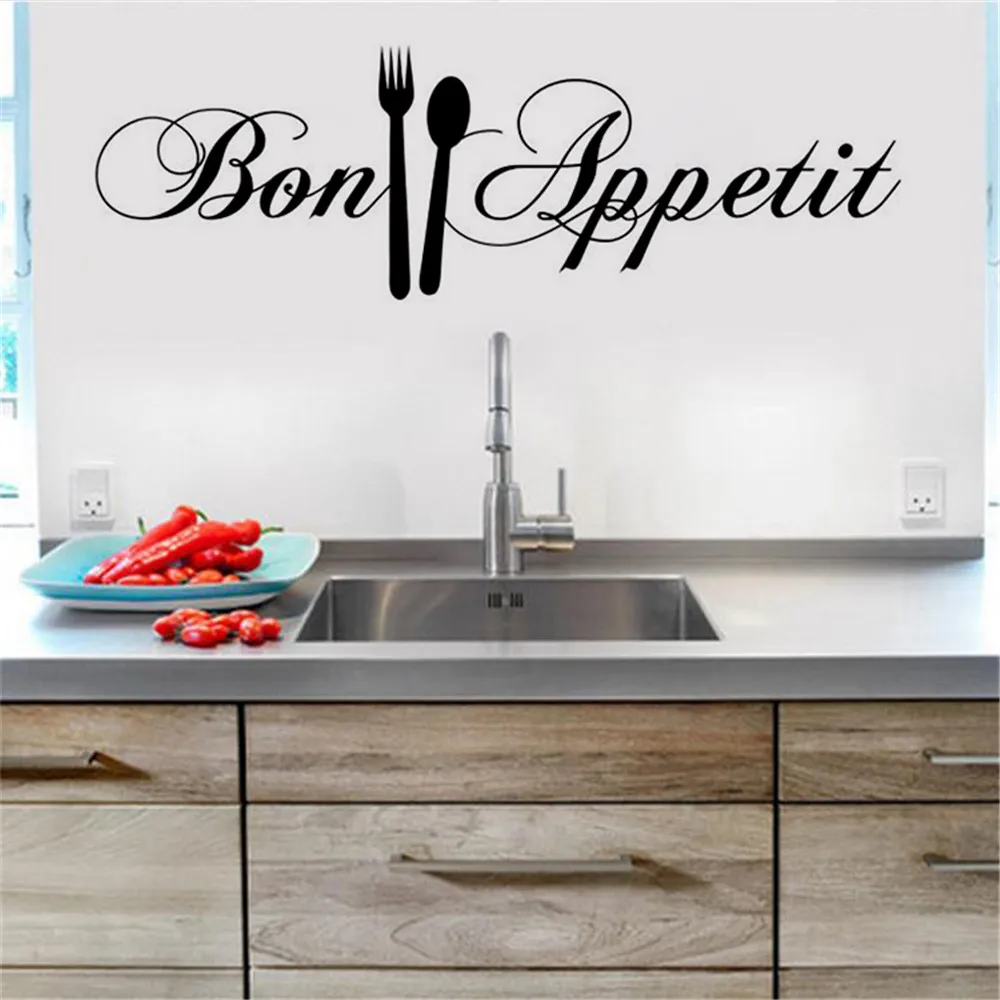 Кухня bon appetit Наклейка на стену DIY нож и вилка Съемная памятная семейная Настенная Наклейка домашний стикер настенное искусство домашний декор 2O0110