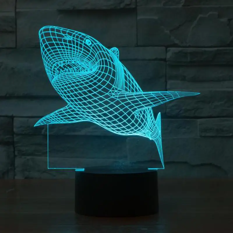 

Shark 3d Light Led Colorful Table Led Night Light Bedside Decorative Lovely 7 Color Change 3d Lamp For Children's Bedroom