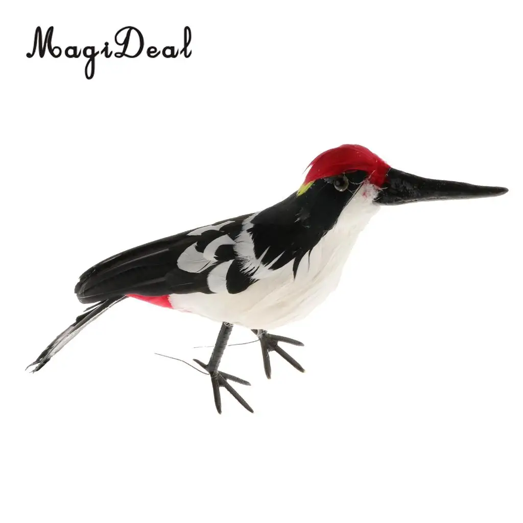 Realistic Artificial Animal Feather Garden Figure Woodpecker Bird Model Home Park Garden Tree Ornament Decor