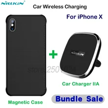 NILLKIN Car Magnetic Wireless Charger Car-Charger Wireless Charging for iPhone X + Magnetic Case Phone Holder for iPhone X 10