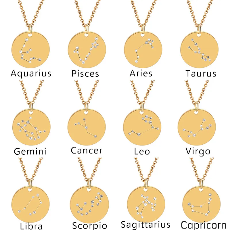 Gemini весы Астрология Зодиак ожерелье для женщин 12 созвездий звезда Циркон
