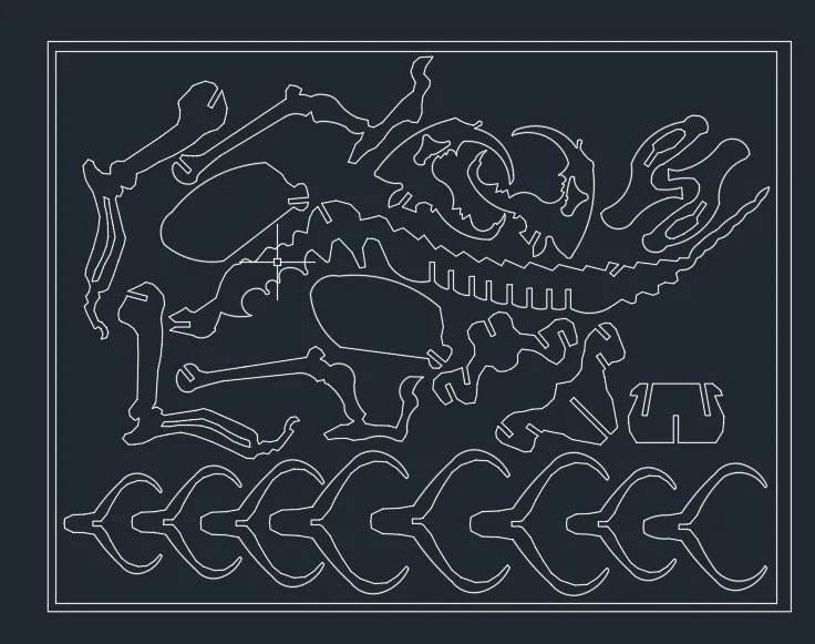 Belodon Динозавр Дракон DWG CAD чертежный файл для ЧПУ лазерной резки гравировки D9|file| |