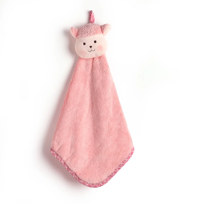 Кухонное полотенце- 3штук ткань из микрофибры полотенце мультфильм полотенца мягкие дешевые мягкое полотенце кухонные полотенца для подвешивания - Цвет: pink sheep