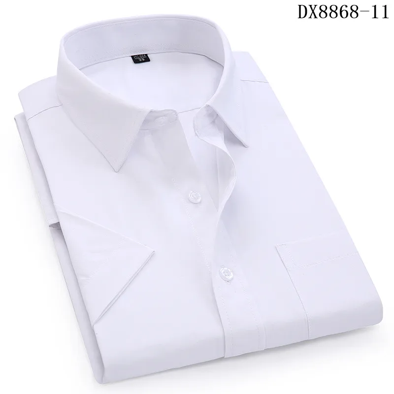 Мужская повседневная одежда, рубашка с коротким рукавом, белая, синяя, розовая, черная, мужская рубашка классического кроя для мужчин, рубашки для социальных мероприятий, 4XL 5XL 6XL 7XL 8XL - Цвет: DX8868-11