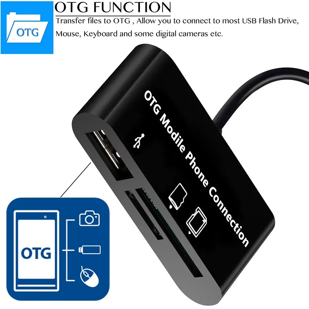 Ascromy 3 in 1 Micro USB OTG Host Adapter SD Card Reader for Xiaomi Redmi Note 5 6 Pro Samsung Galaxy S7 S4 S6 S3 Note 2 Tablet (3)