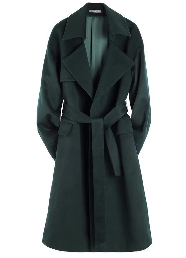 Новинка года; модное зеленое пальто в европейском и американском стиле; длинное шерстяное пальто