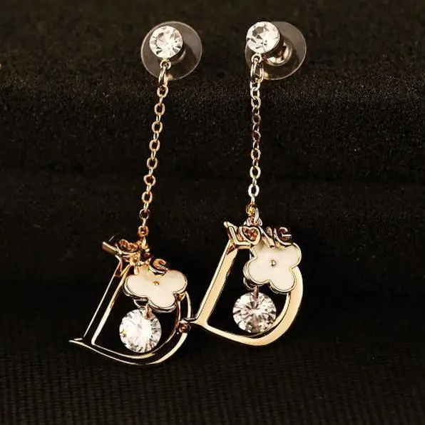 

E16 Famous Luxury Brand Designers Jewelry Letter Long Charm Fashion gold-color 2017 New Dangle Earrings Brincos For Women