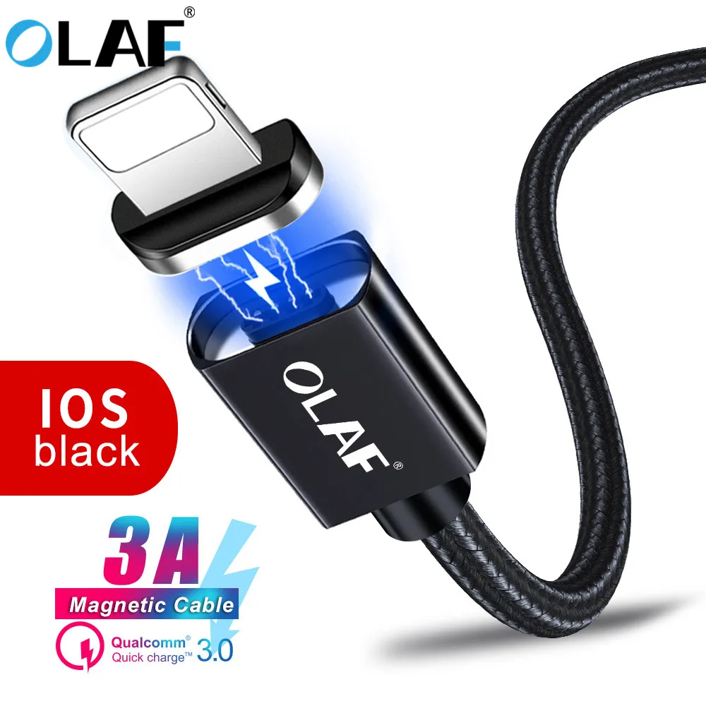 Магнитный USB кабель для быстрой зарядки OLAF 3A iphone 6 6S 7 8 Plus X XR XS Max iPad|Кабели