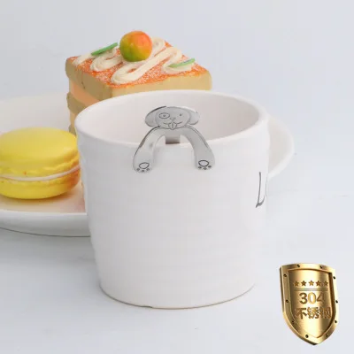 

New Stainless Steel Dog Pattern Hanging Spoon Coffee Tea Spoon Stirrer Dessert Snacks Ice Cream Scoop Household Tableware Spoon