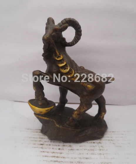 

Metal Crafts Home Decoration Crafts Chinese old copper/bronze carved Gold gilt money goat Figurine/ goat Statue