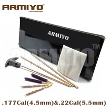 Armiyo. 17Cal. 22Cal латунный стержень пистолет Щетка Для Чистки патчи тампоны винтовка ствол отверстие очиститель комплект резьба 5-40 аксессуары для стрельбы