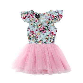 

0-5Y Floral Baby Girls Clothes Newborn infant Baby Girls Tulle Floral Dress Princess Party Dresses Birthday baby Girls Clothing